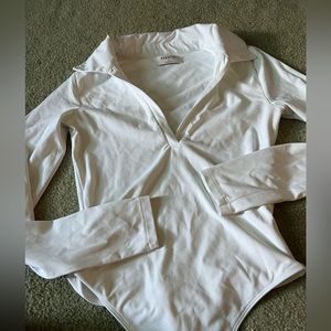 beutiful white collar bodysuit